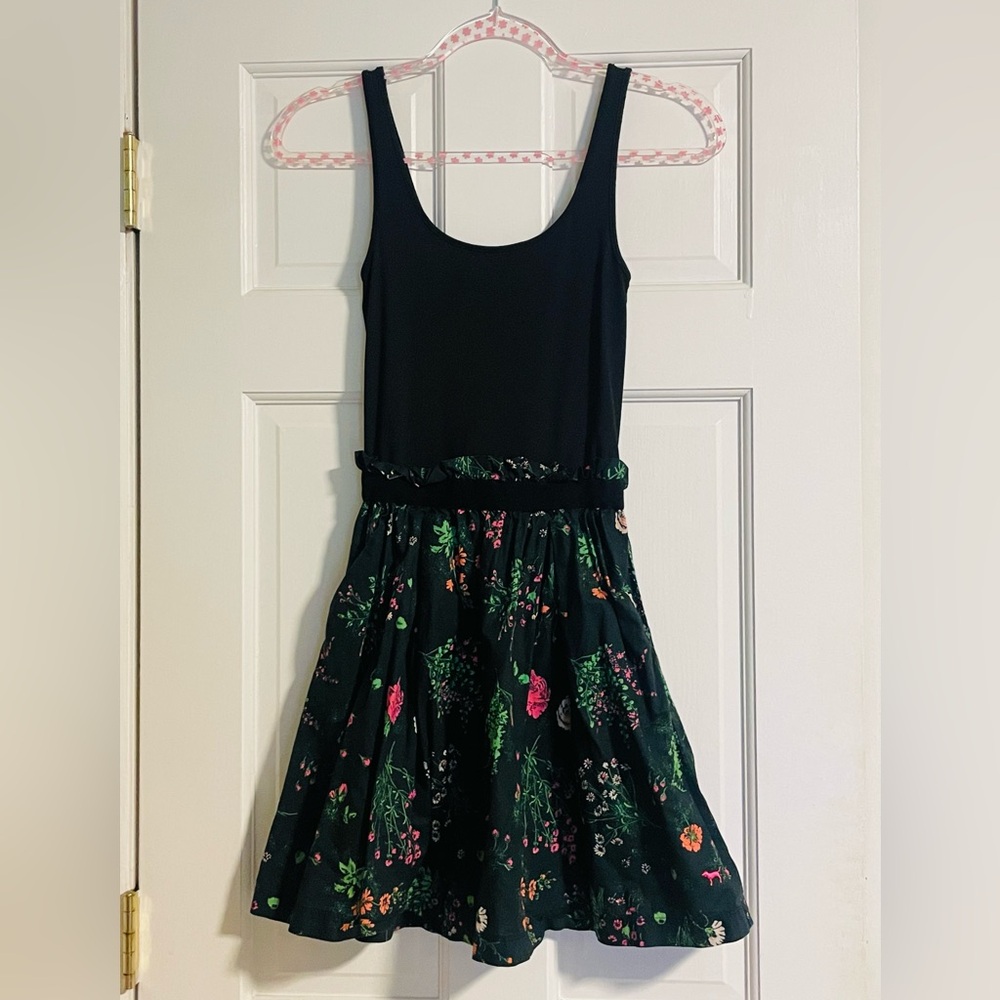 Y2K PINK Victoria's Secret Black and Floral Dress-Size Small